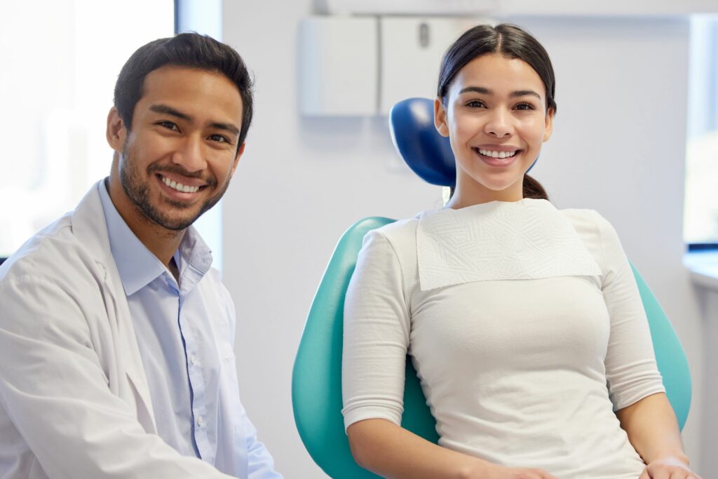 healthy-teeth-happy-patient portrait young woman having consultation her